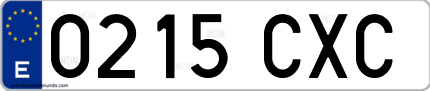 Ejemplo de matrícula de coche ordinaria 0215 CXC