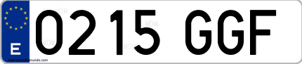 Ejemplo de matrícula de coche ordinaria 0215 GGF