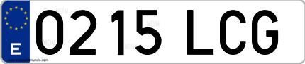 Ejemplo de matrícula de coche ordinaria 0215 LCG