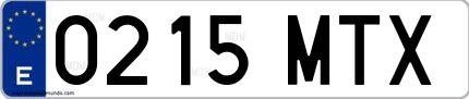 Ejemplo de matrícula española 0215 MTX