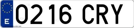 Ejemplo de matrícula española 0216 CRY
