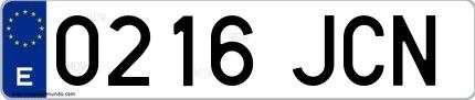 Ejemplo de matrícula española 0216 JCN