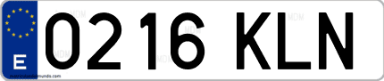 Ejemplo de matrícula de coche ordinaria 0216 KLN