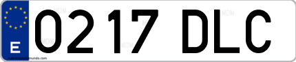Ejemplo de matrícula de coche ordinaria 0217 DLC