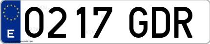 Ejemplo de matrícula española 0217 GDR