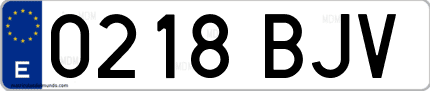 Ejemplo de matrícula de coche ordinaria 0218 BJV