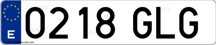 Ejemplo de matrícula de coche ordinaria 0218 GLG