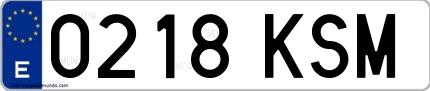 Ejemplo de matrícula española 0218 KSM