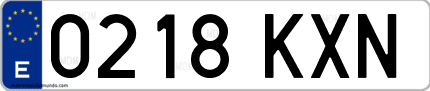 Ejemplo de matrícula de coche ordinaria 0218 KXN