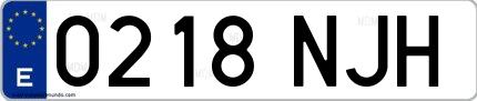 Ejemplo de matrícula española 0218 NJH