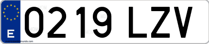 Ejemplo de matrícula de coche ordinaria 0219 LZV