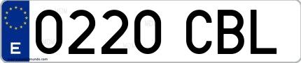 Ejemplo de matrícula española 0220 CBL