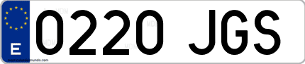 Ejemplo de matrícula de coche ordinaria 0220 JGS
