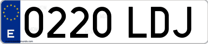 Ejemplo de matrícula de coche ordinaria 0220 LDJ