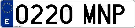 Ejemplo de matrícula española 0220 MNP