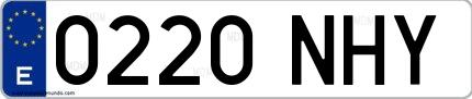 Ejemplo de matrícula española 0220 NHY
