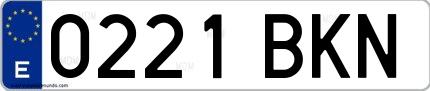 Ejemplo de matrícula española 0221 BKN