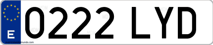 Ejemplo de matrícula de coche ordinaria 0222 LYD