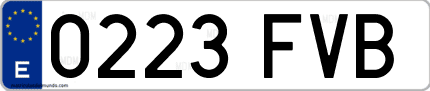 Ejemplo de matrícula de coche ordinaria 0223 FVB