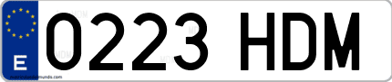 Ejemplo de matrícula de coche ordinaria 0223 HDM