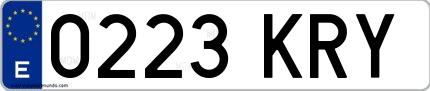 Ejemplo de matrícula de coche ordinaria 0223 KRY