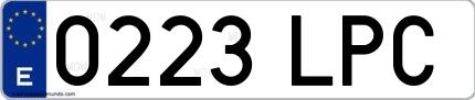 Ejemplo de matrícula española 0223 LPC