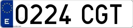 Ejemplo de matrícula española 0224 CGT