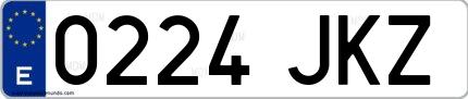 Ejemplo de matrícula española 0224 JKZ
