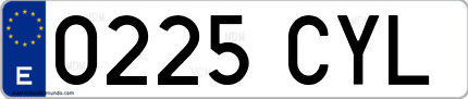 Ejemplo de matrícula de coche ordinaria 0225 CYL