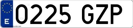 Ejemplo de matrícula española 0225 GZP
