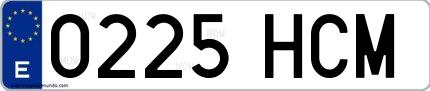 Ejemplo de matrícula española 0225 HCM
