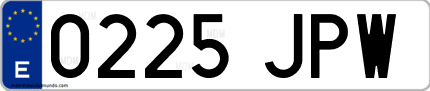 Ejemplo de matrícula de coche ordinaria 0225 JPW