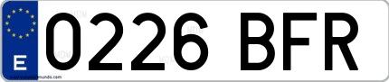 Ejemplo de matrícula española 0226 BFR