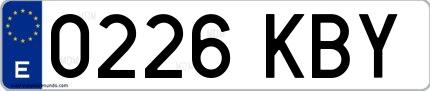 Ejemplo de matrícula española 0226 KBY