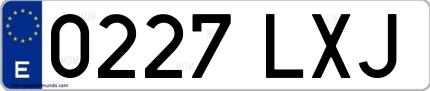 Ejemplo de matrícula española 0227 LXJ
