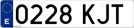 Ejemplo de matrícula de coche ordinaria 0228 KJT
