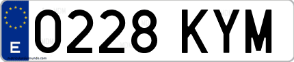 Ejemplo de matrícula de coche ordinaria 0228 KYM