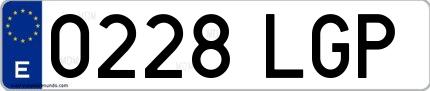Ejemplo de matrícula española 0228 LGP
