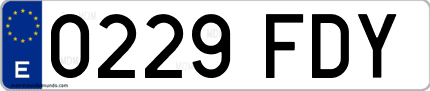 Ejemplo de matrícula de coche ordinaria 0229 FDY