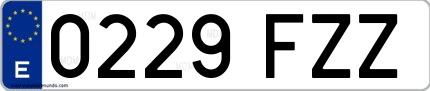 Ejemplo de matrícula española 0229 FZZ
