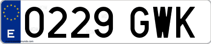 Ejemplo de matrícula de coche ordinaria 0229 GWK