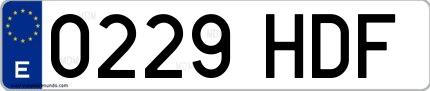 Ejemplo de matrícula española 0229 HDF