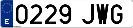 Ejemplo de matrícula de coche ordinaria 0229 JWG