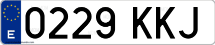 Ejemplo de matrícula de coche ordinaria 0229 KKJ