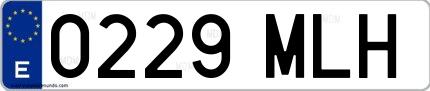 Ejemplo de matrícula española 0229 MLH