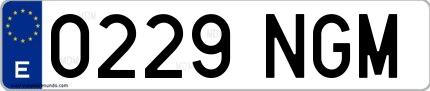 Ejemplo de matrícula española 0229 NGM