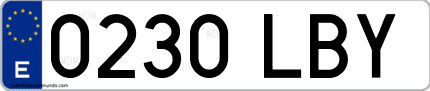 Ejemplo de matrícula de coche ordinaria 0230 LBY