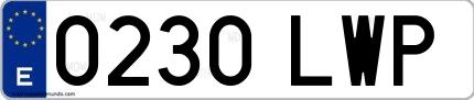 Ejemplo de matrícula española 0230 LWP