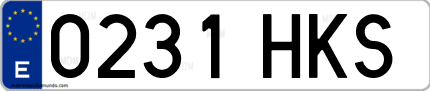 Ejemplo de matrícula de coche ordinaria 0231 HKS