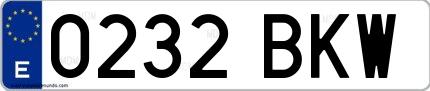 Ejemplo de matrícula española 0232 BKW